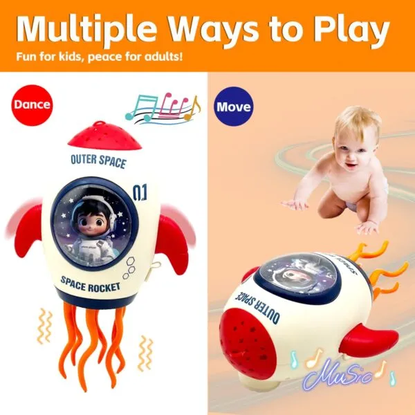 Electric Rocket Dancing Octopus Toy LED Light Music Spray Projection Tummy Time Crawling Training Baby Gift for Toddlers - Image 14