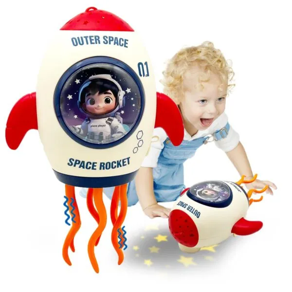 Electric Rocket Dancing Octopus Toy LED Light Music Spray Projection Tummy Time Crawling Training Baby Gift for Toddlers - Image 2