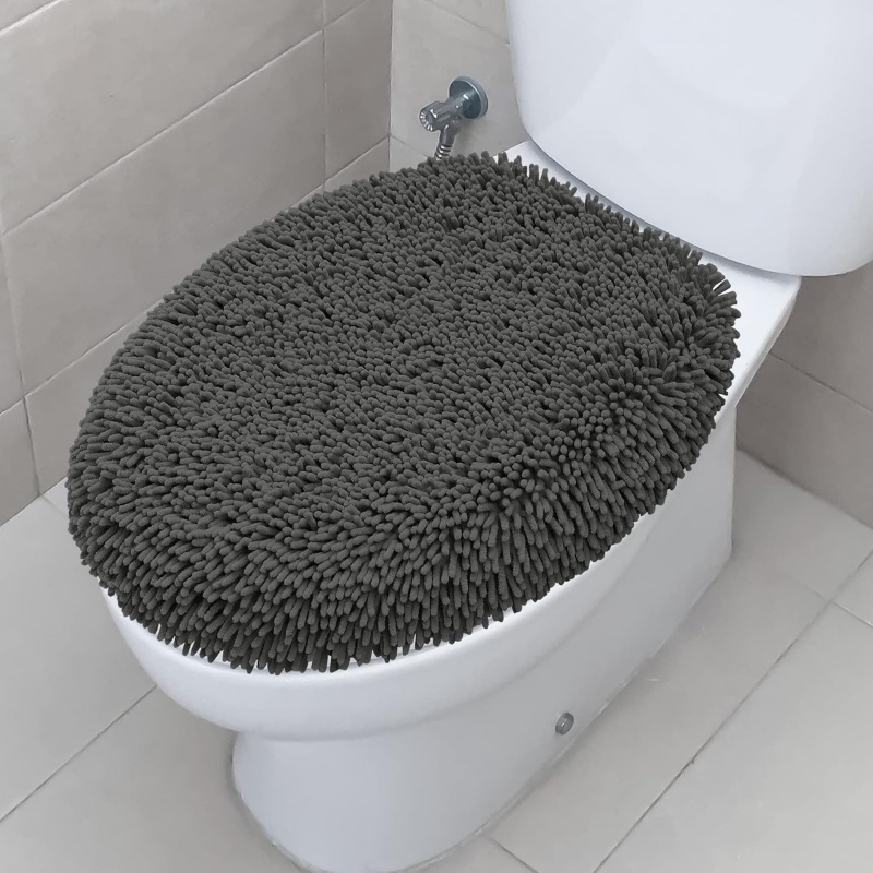 Shaggy Chenille Bathroom Toilet Lid Cover - Image 3