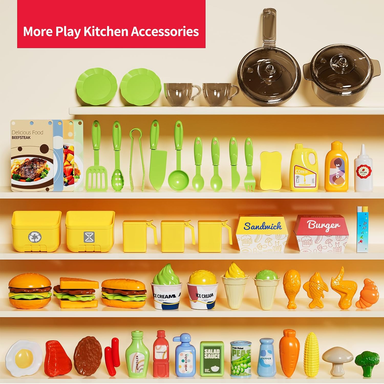 82CM Simulation Tableware Family Cooking Water Spray Steam Lights Sound Sink Pretend Toddler Kitchen Toy - Image 3