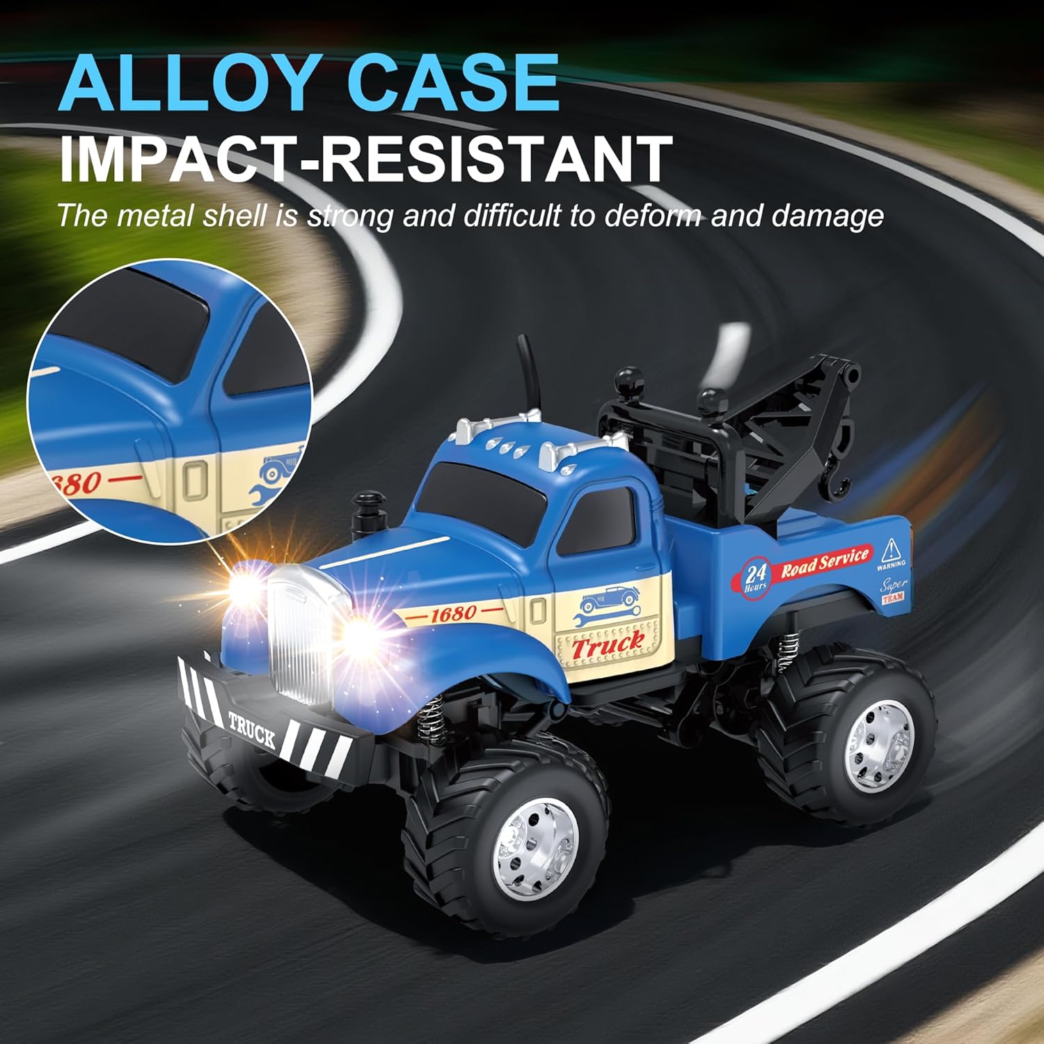 New Fast 1:64 Scale Mini Alloy Truck Electric Led Lights 24ghz Remote App Control 3 Speed Rc Car - Image 7