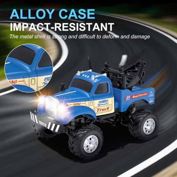 New Fast 1:64 Scale Mini Alloy Truck Electric Led Lights 24ghz Remote App Control 3 Speed Rc Car - Image 8