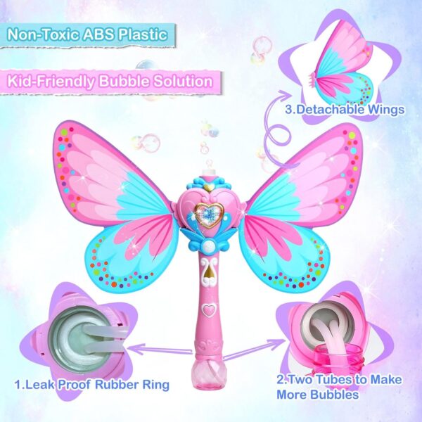 Newest Beauty Full-Automatic Wings Bubble Magic Bubble Wand Light Up With Music Plastics Soap Froth Bubble Wand Toys - Image 4