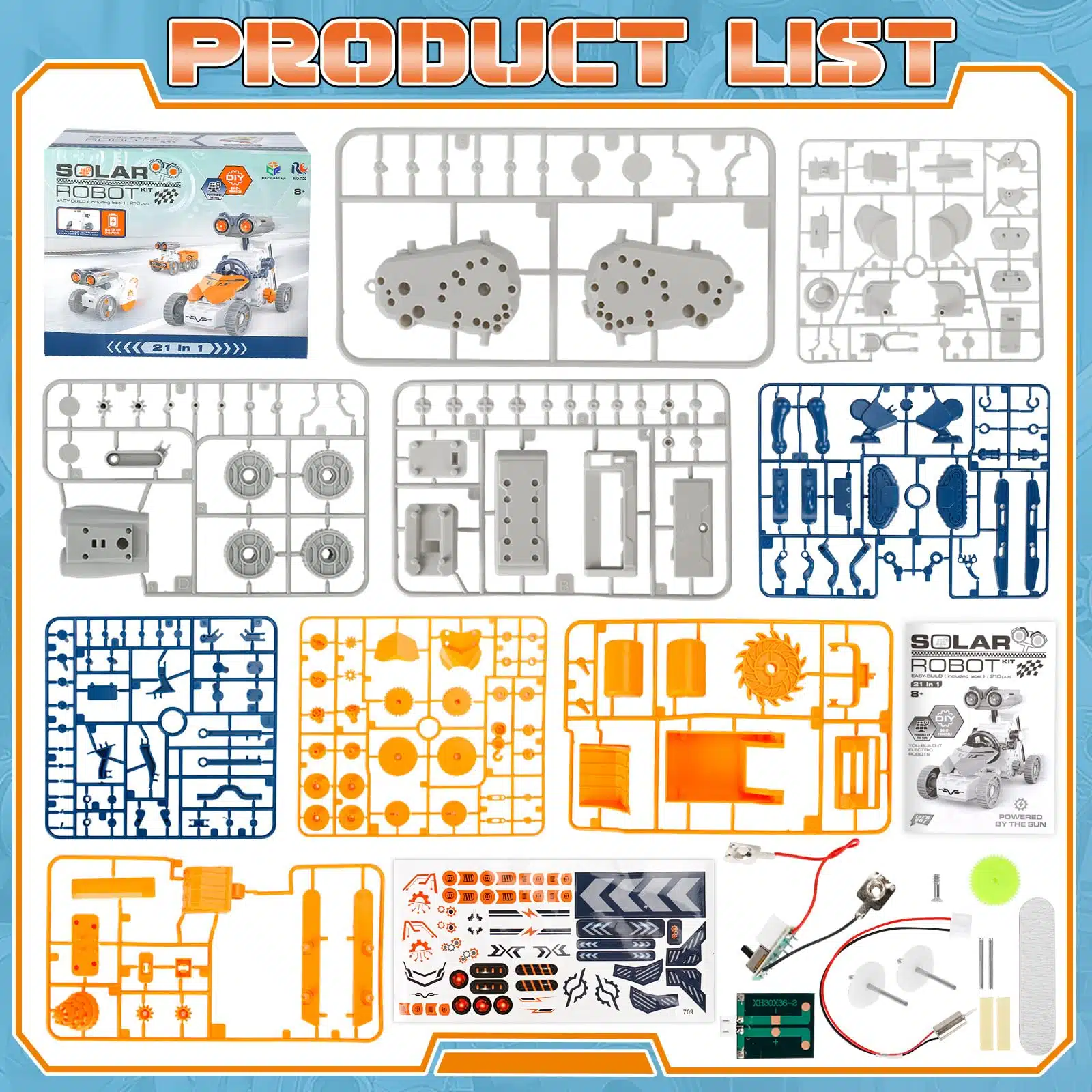 21 In-1 Solar Robot Building STEM Toy Educational Toy Battery Solar Powered STEM Building Toy Set with 210 Pieces - Image 8