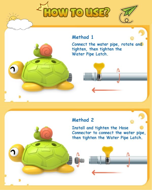 3-in-1 Plastic Turtle Water Sprinkler Summer Fun Backyard Games with Splash Water Toys for Kids - Image 4