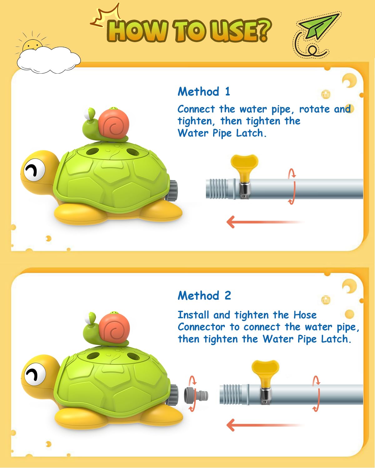 3-in-1 Plastic Turtle Water Sprinkler Summer Fun Backyard Games with Splash Water Toys for Kids - Image 3