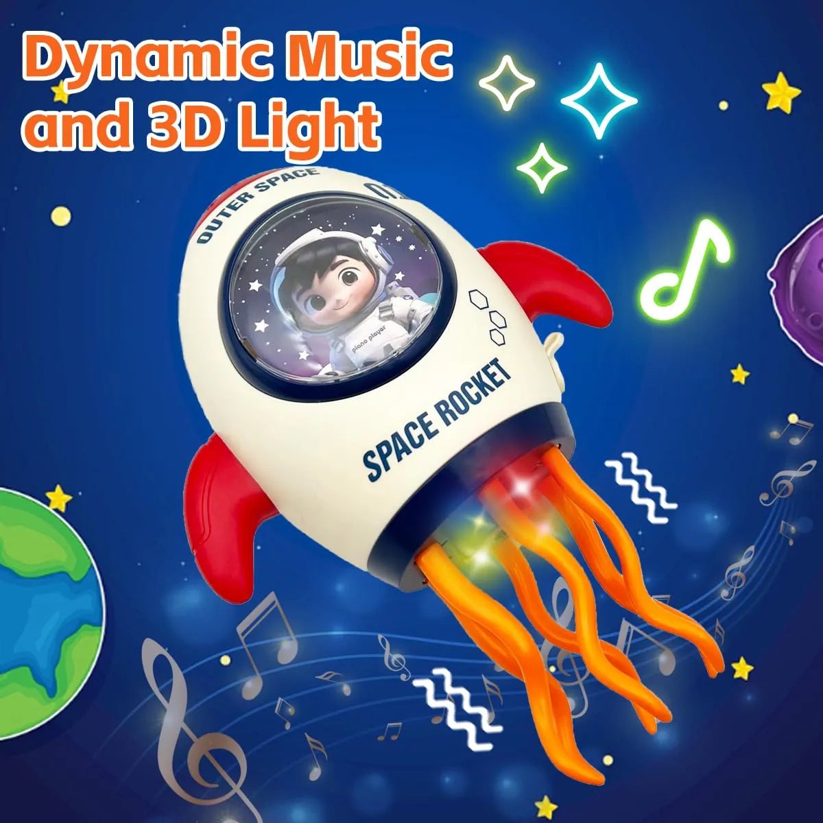 Electric Rocket Dancing Octopus Toy LED Light Music Spray Projection Tummy Time Crawling Training Baby Gift for Toddlers - Image 5