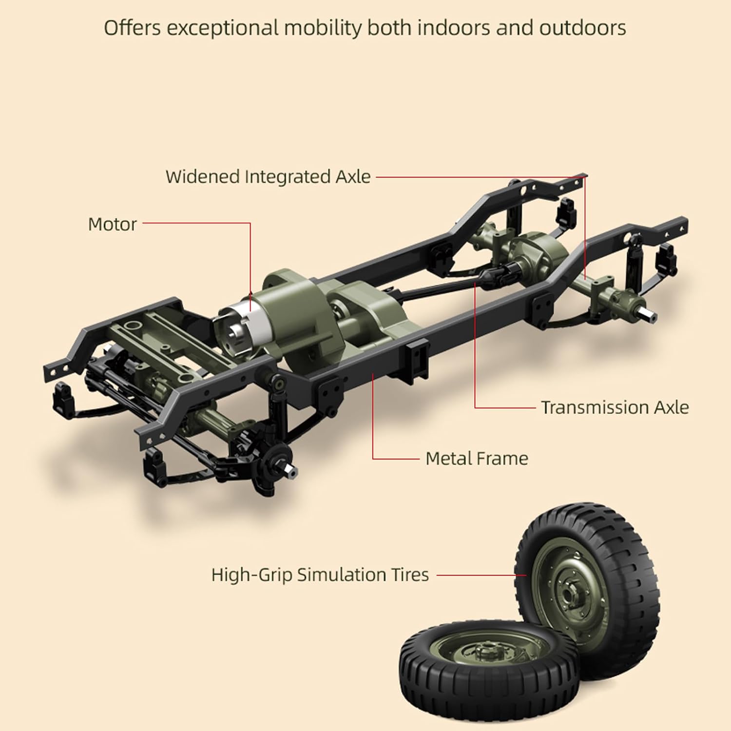 1:10 Scale D888 Willys RC Crawlers Truck 2.4Ghz 4WD Off Road Rock Crawler Vehicle with Lights RC Truck - Image 3