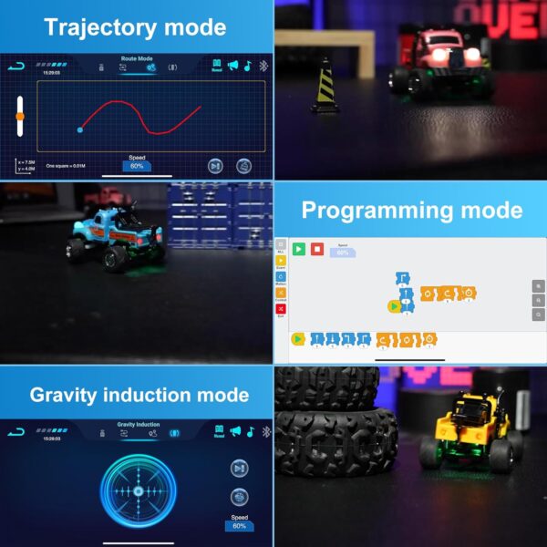 New Fast 1:64 Scale Mini Alloy Truck Electric Led Lights 24ghz Remote App Control 3 Speed Rc Car - Image 6