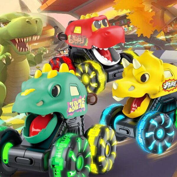 Press and Go Cars Toys Inertial Glide Model Light-up Toys Pull Back Truck Monster Truck Toys Dinosaur Cars - Image 4