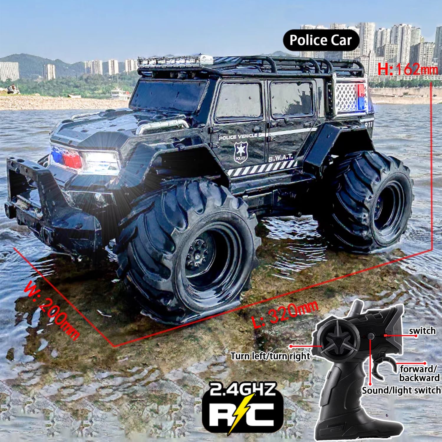 Top Powerful Battery Driven Waterproof 4WD Monster Off Road 24GHz Fast Racing Toys Amphibious RC Cars - Image 11