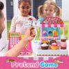 Pretend Play Supermarket Shop Cash Register Toy Ice Cream Shop with Scanner Money Calculator Desserts - Image 22