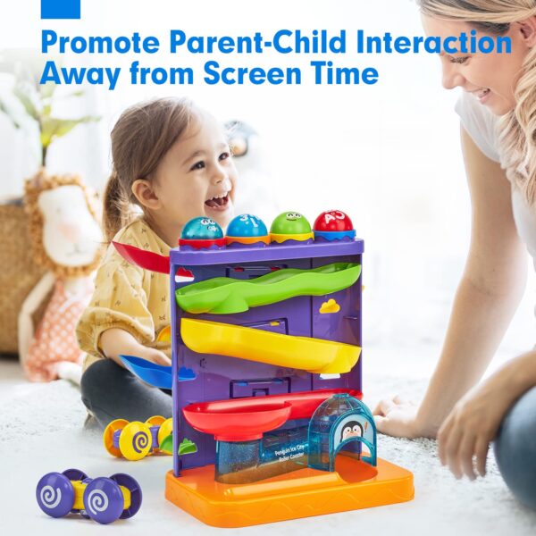 Rolling Ball Track Pieces Toys Baby 2 in 1 Penguin Hammer Pounding Montessori Toys Plastic Roller coaster Ball Ramp Toy - Image 6
