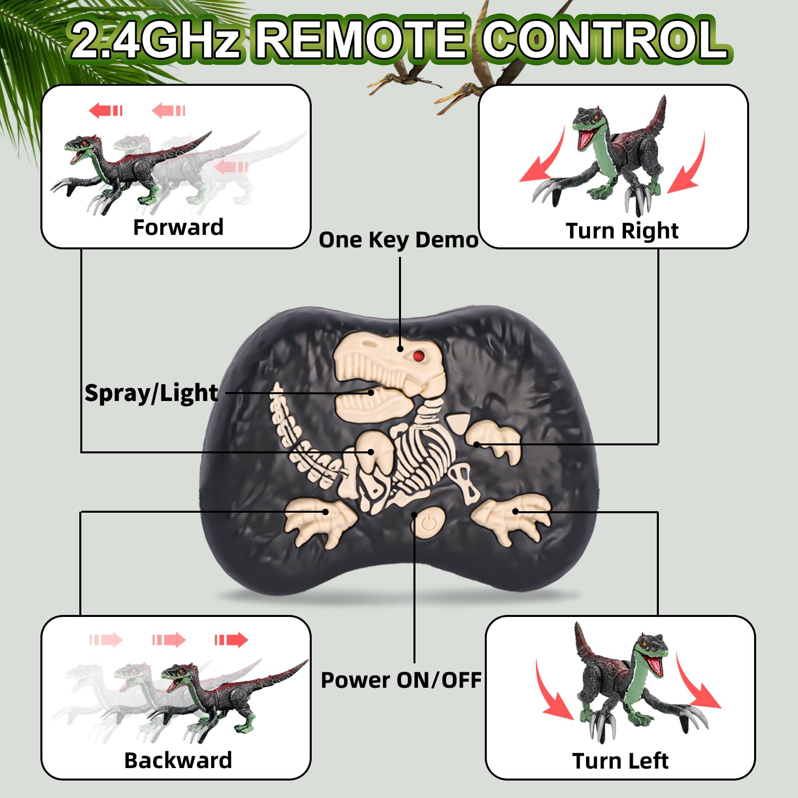 Remote Control Dinosaur Toys Children Body Swing Light Sound Plastic Electronics Spray Dinosaur - Image 5