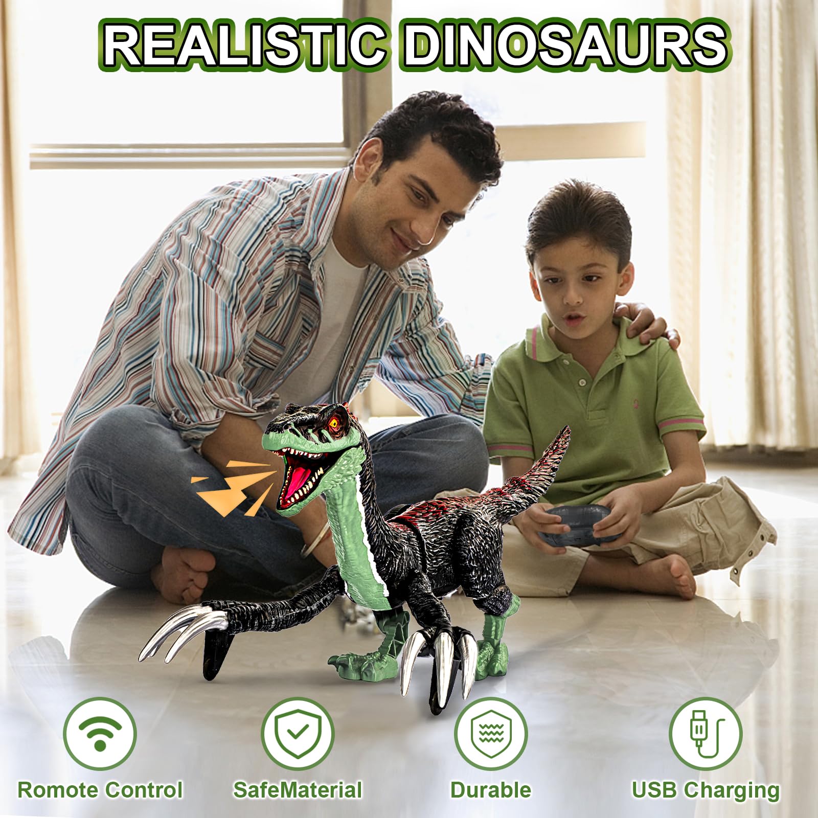 Remote Control Dinosaur Toys Children Body Swing Light Sound Plastic Electronics Spray Dinosaur - Image 3