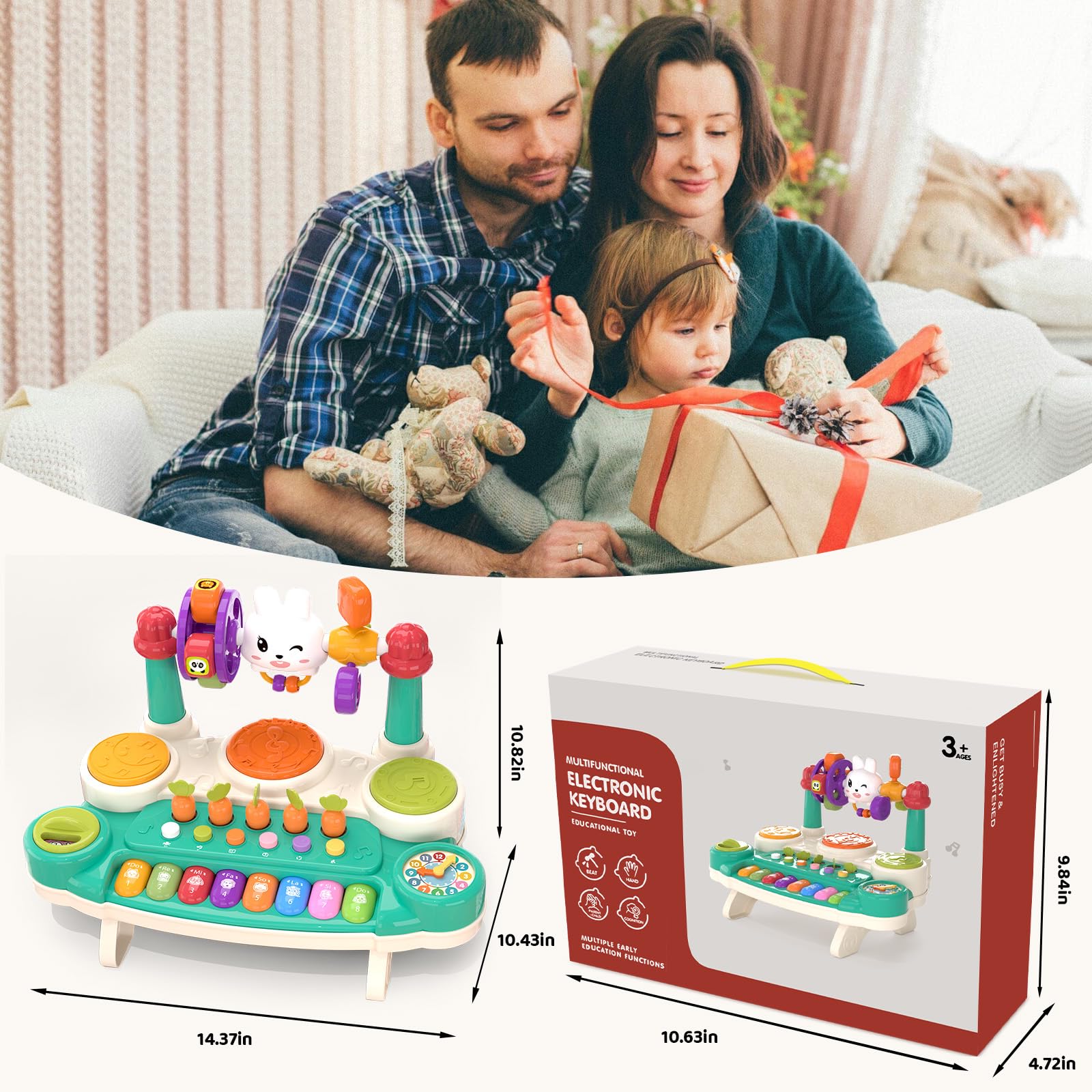 20-in-1 Musical Rabbit Piano Toy Early Education Instrument Plastic Animal Sound Electronic Piano Toy - Image 11