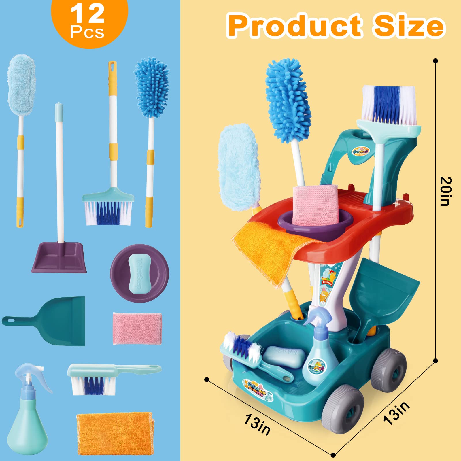 EPT Educational Kids House Cleaning Play Set Clean Tool Toy Plastic Children Tool Pretend Play Cleaning Set - Image 9