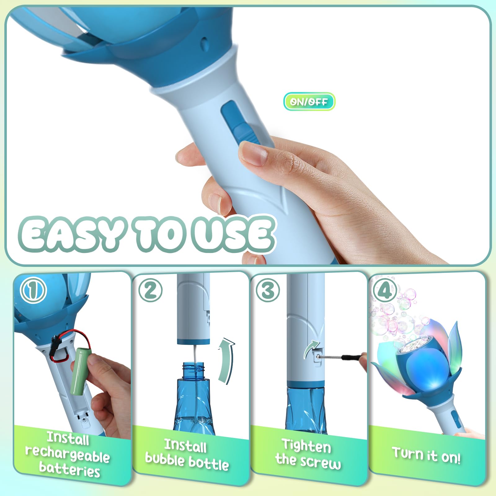 Outdoor Toys Bubble Wand Toys 10 Holes Rich Bubbles Plastic Electric Bubble Wand Toys - Image 9