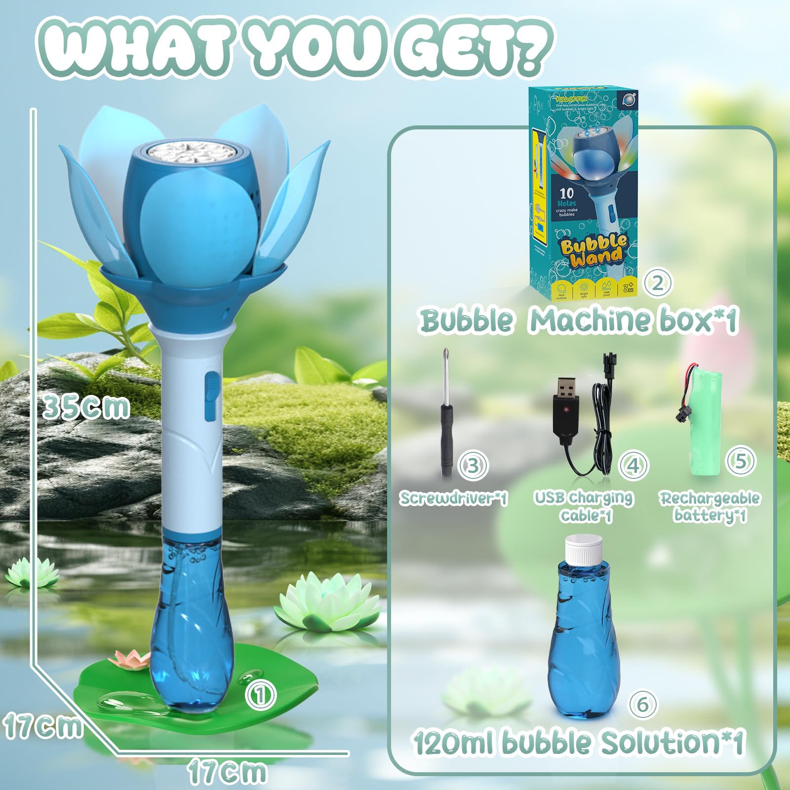 Outdoor Toys Bubble Wand Toys 10 Holes Rich Bubbles Plastic Electric Bubble Wand Toys - Image 5