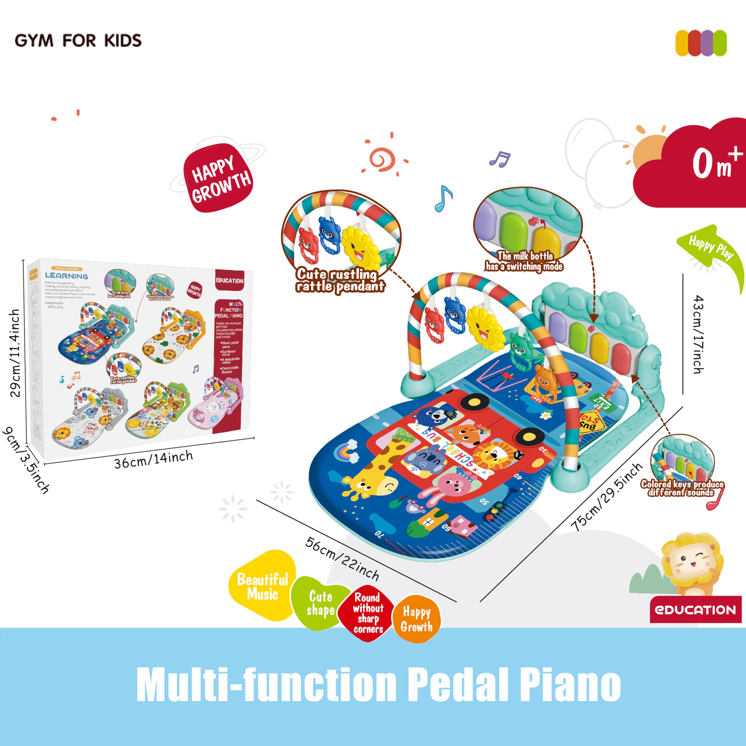 Multi-functional Activity Fitness Play Piano Gym Baby Play Gym Musical Mat Baby Gyms Play Mats - Image 7