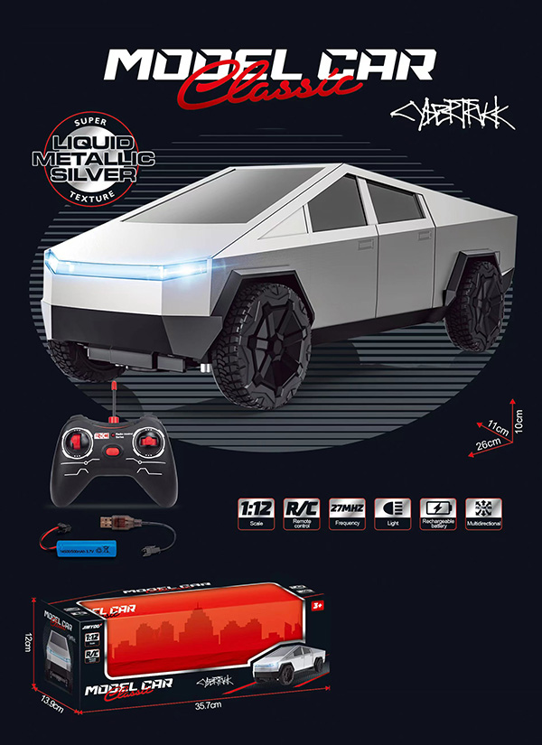 1:24 Cybertruck Pickup Alloy Metal Off-road Vehicles Simulation Sound and Light Car Model - Image 3