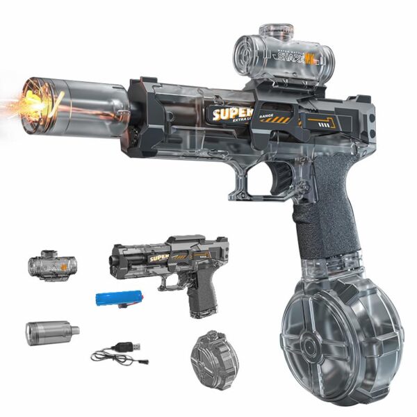 New Electric Water Pistol Automatic Light-Up Silencer Summer Outdoor Battery Water Squirt Gun Toys - Image 2