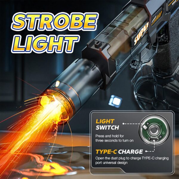 New Electric Water Pistol Automatic Light-Up Silencer Summer Outdoor Battery Water Squirt Gun Toys - Image 12
