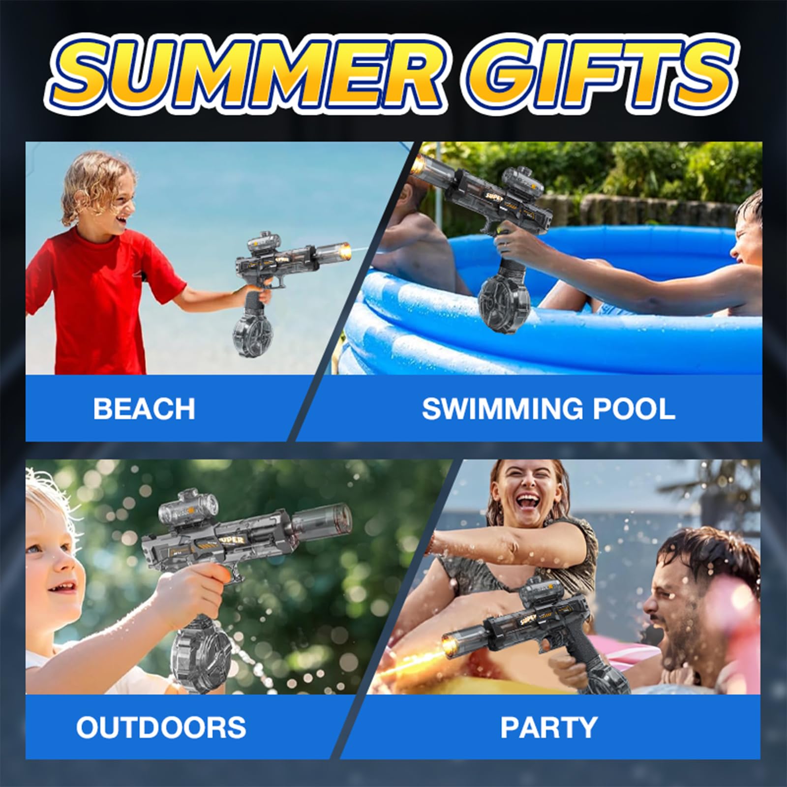 New Electric Water Pistol Automatic Light-Up Silencer Summer Outdoor Battery Water Squirt Gun Toys - Image 3