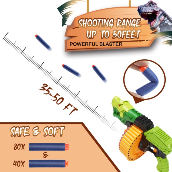 Dinosaur Rotating Drum Soft 40/120 Foam Bullets Gun Toy - Image 8
