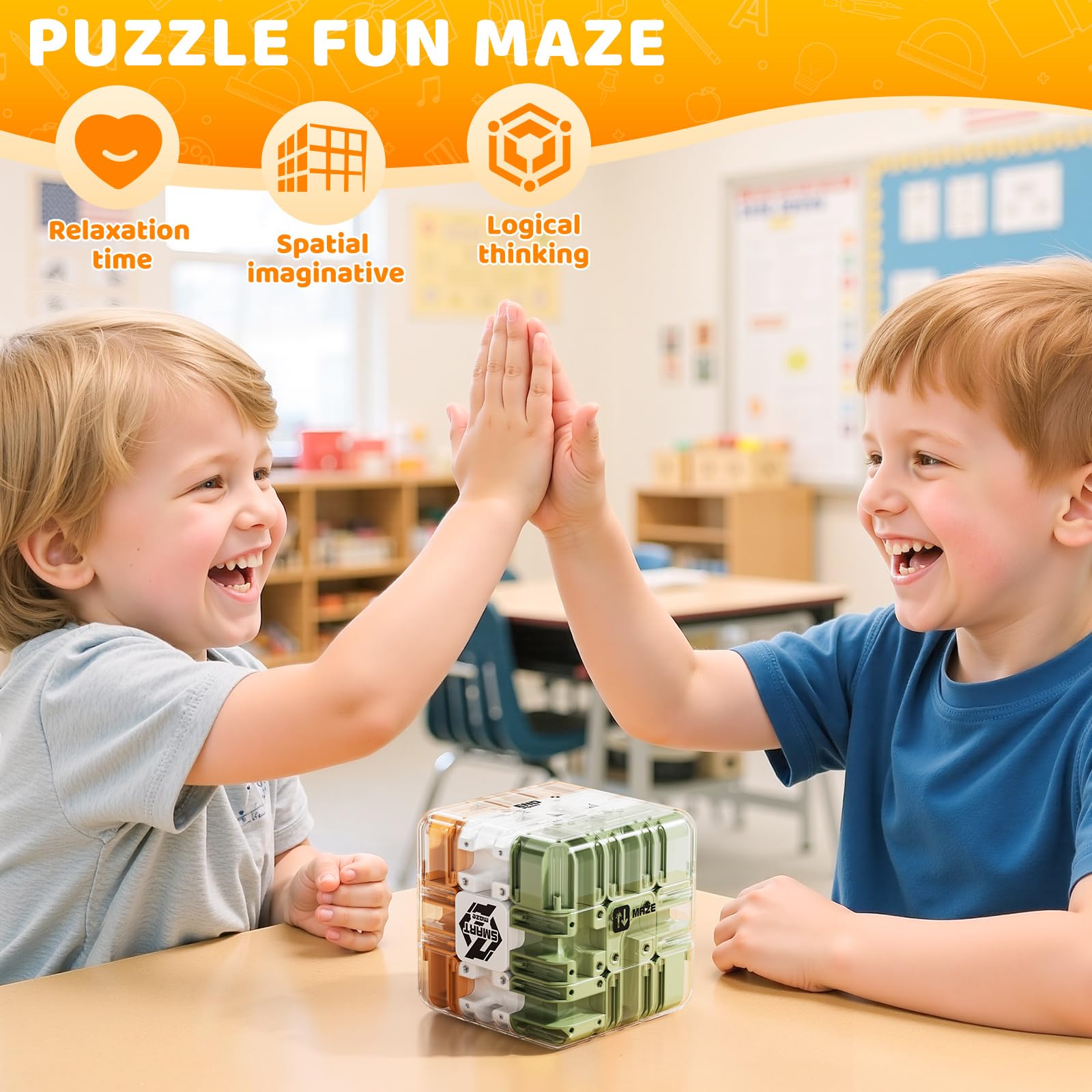 New Design 2 in 1 3D Maze Magic Cube Stress Relief Toys for Kids Fidget Toys Multicolor Labyrinth Magic Steel Ball Cube Toys - Image 5