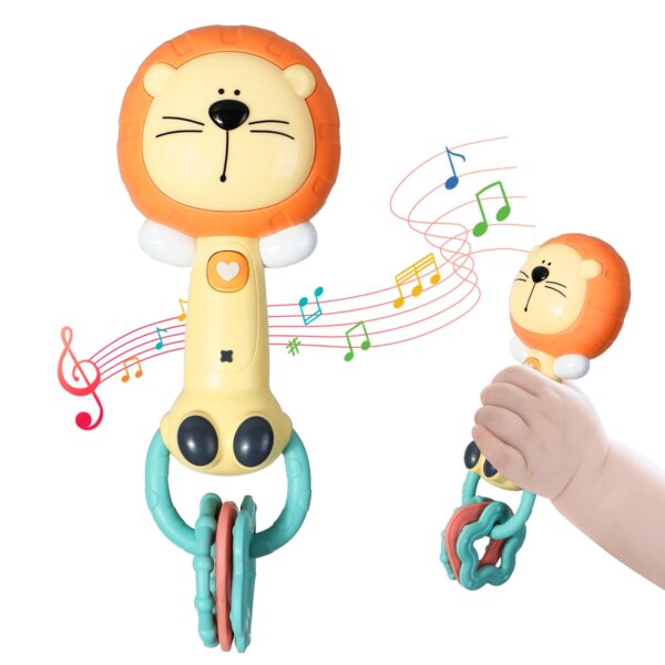 Cute Animal Appease Lighting Hand Musical Stick Toys Newborn Baby Rattle - Image 2