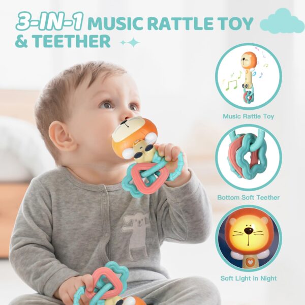 Cute Animal Appease Lighting Hand Musical Stick Toys Newborn Baby Rattle - Image 8
