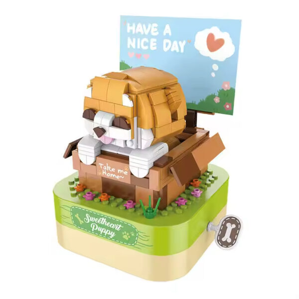 Wholesale DIY Construction Electronic Toy Rotating Mini Bricks Building Blocks Toy Pet Dog Music Box - Image 2