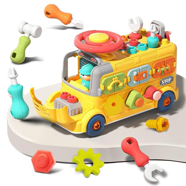 Busy Board Screw Nail Toys Diy Engineering Bus Assembly Disassembly Machinery Educational Screw Toys for Kids - Image 2