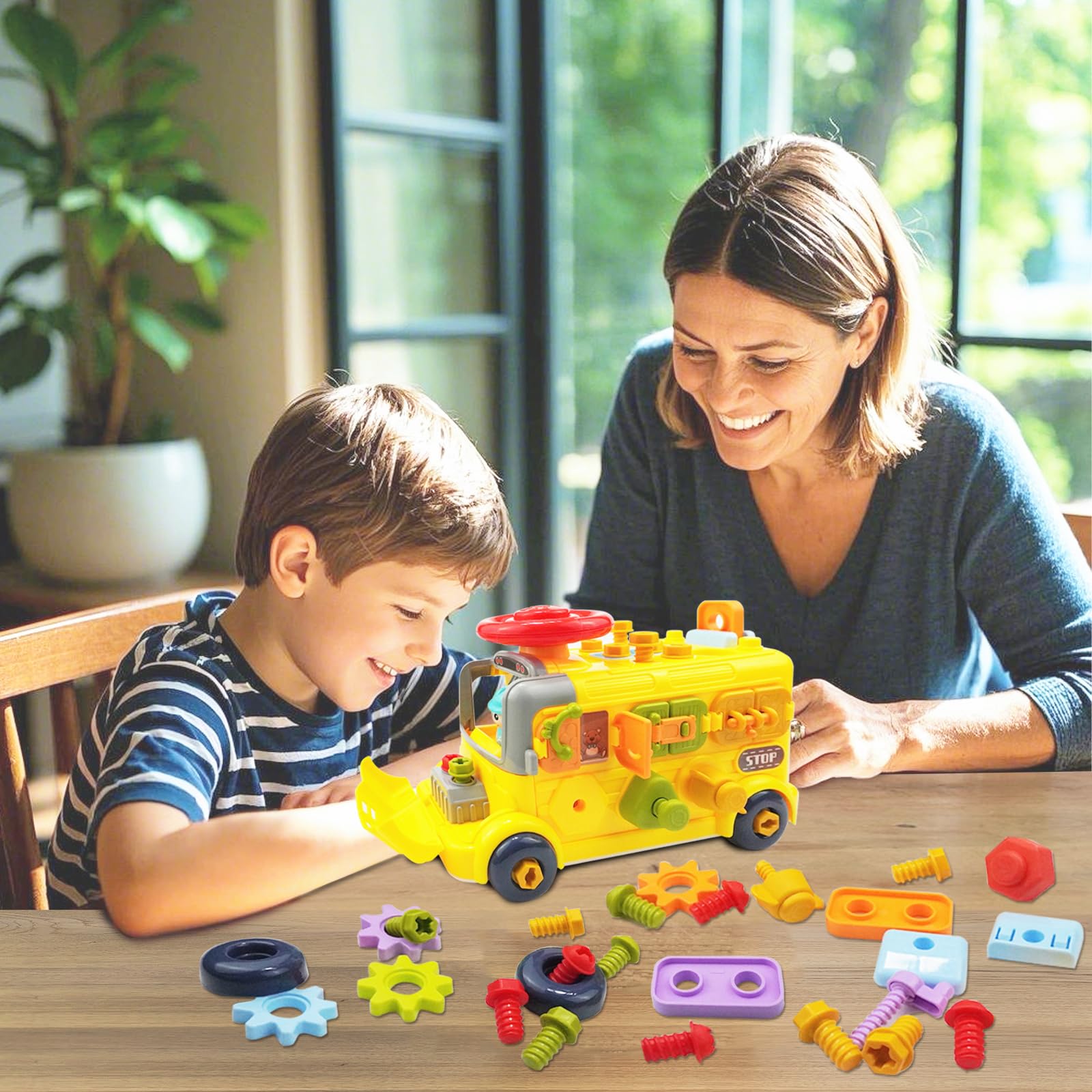 Busy Board Screw Nail Toys Diy Engineering Bus Assembly Disassembly Machinery Educational Screw Toys for Kids - Image 13