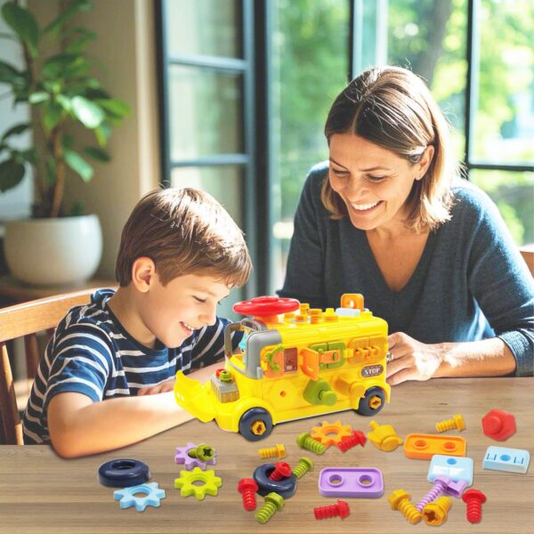 Busy Board Screw Nail Toys Diy Engineering Bus Assembly Disassembly Machinery Educational Screw Toys for Kids - Image 14