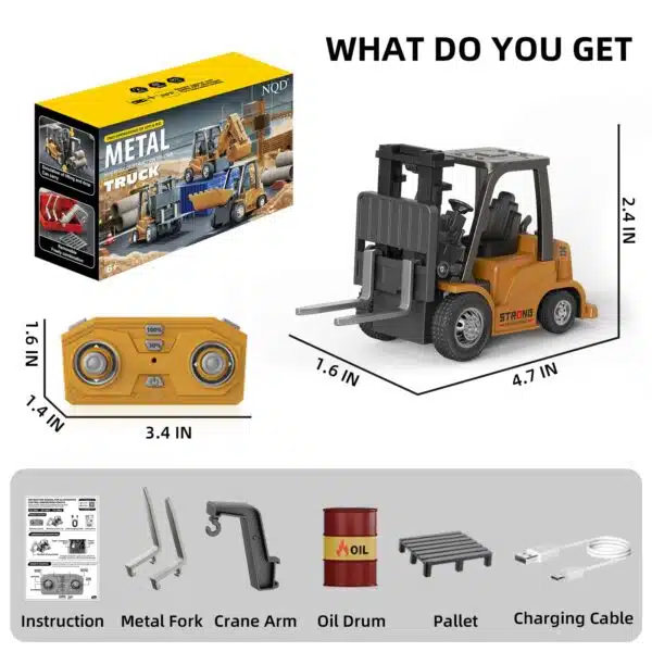 2 in 1 Transformable Lift Fork & Hook Mini RC Construction Vehicles Rechargeable 1/64 Mini Rc Forklift Truck - Image 15