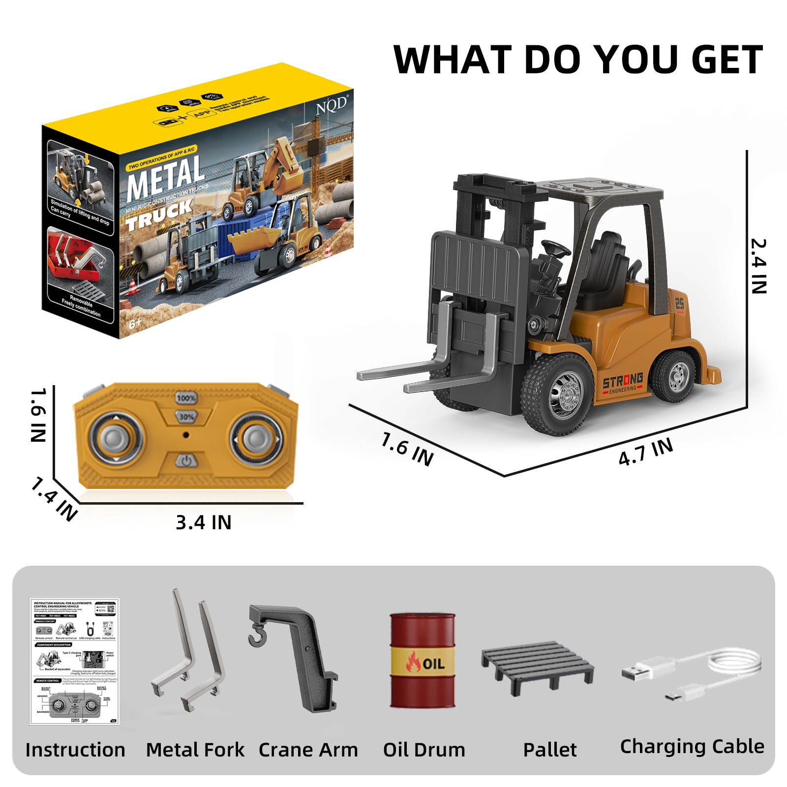 2 in 1 Transformable Lift Fork & Hook Mini RC Construction Vehicles Rechargeable 1/64 Mini Rc Forklift Truck - Image 13