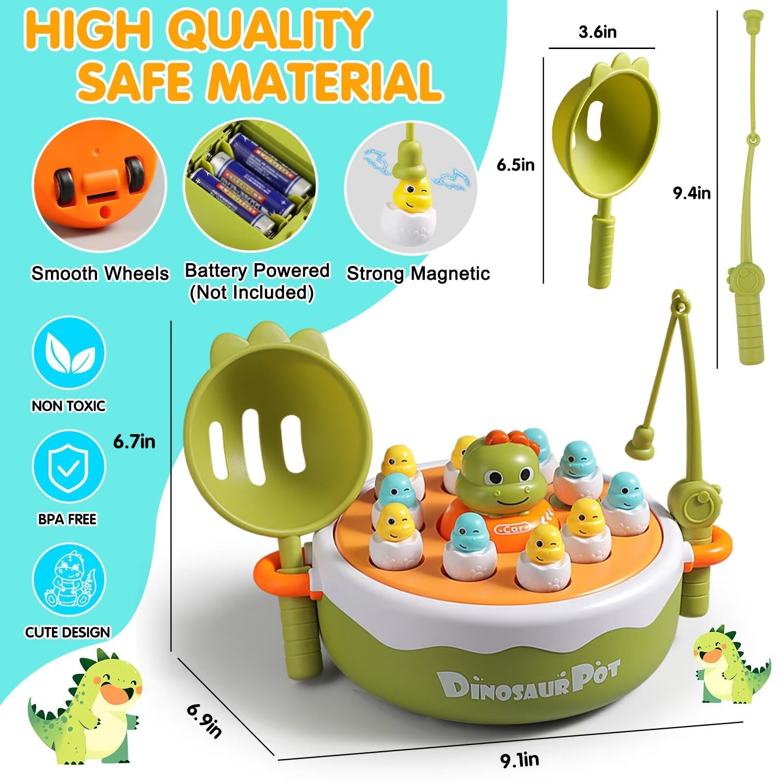 4 in 1 Dinosaur Pop up Board Games Kids Electronic Musical Bouncing Turntable Fishing Game - Image 11