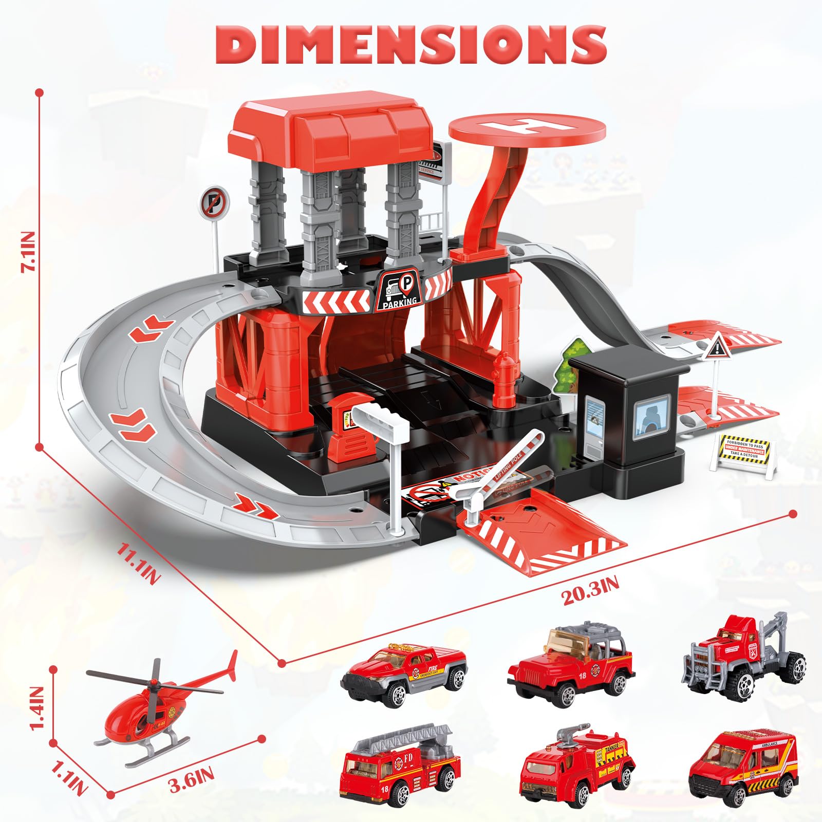 Fire Station Toys Building Block Set Diecast Garage Track Alloy Metal Design Parking Lot Game Plastic Toy - Image 11