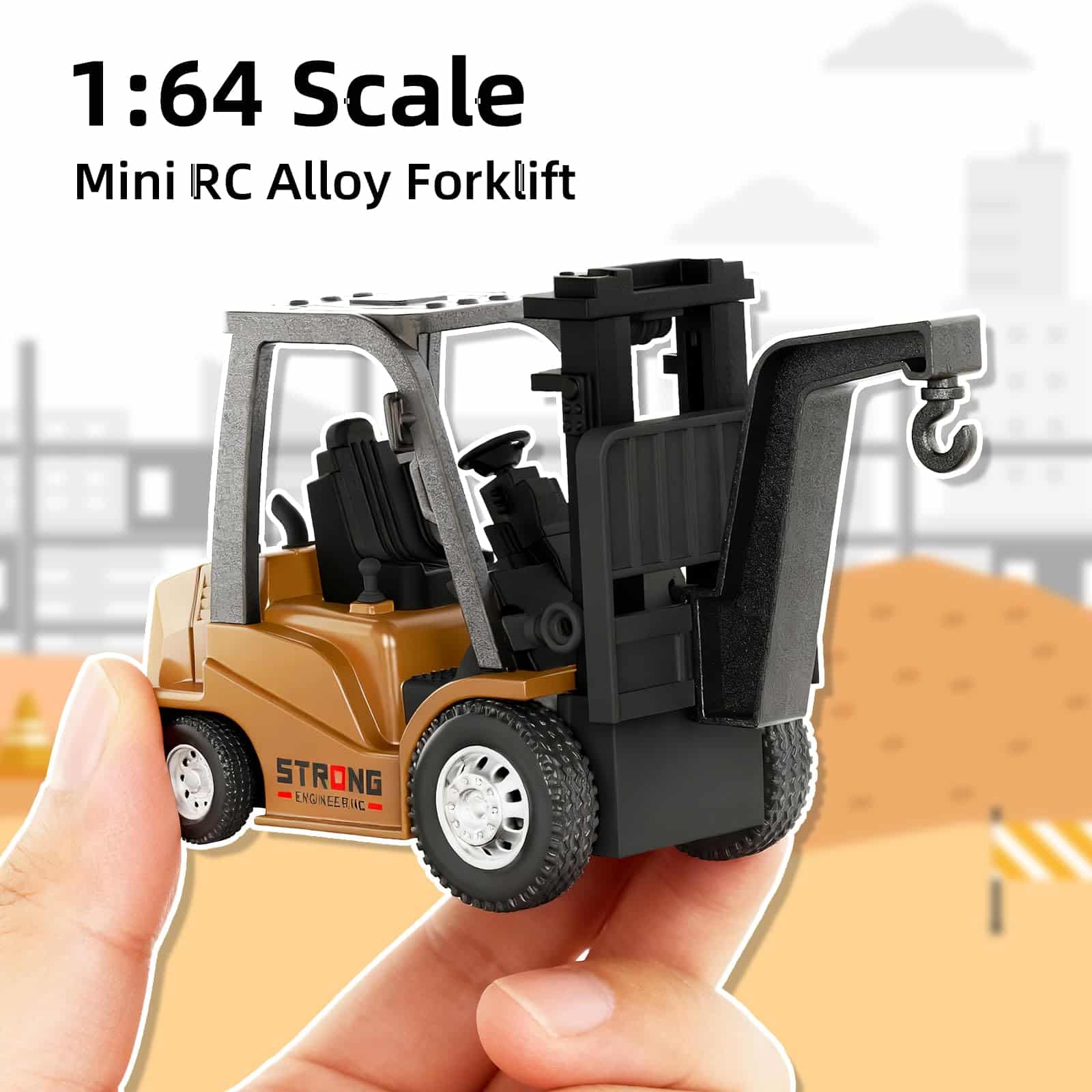 2 in 1 Transformable Lift Fork & Hook Mini RC Construction Vehicles Rechargeable 1/64 Mini Rc Forklift Truck - Image 10