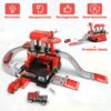 Fire Station Toys Building Block Set Diecast Garage Track Alloy Metal Design Parking Lot Game Plastic Toy - Image 19
