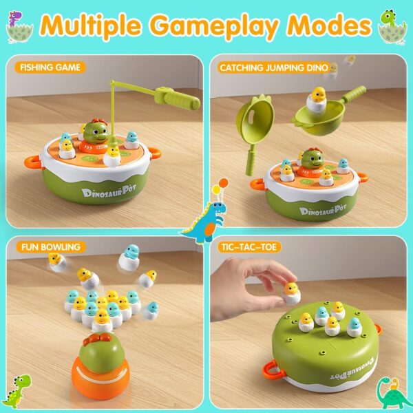 4 in 1 Dinosaur Pop up Board Games Kids Electronic Musical Bouncing Turntable Fishing Game - Image 8