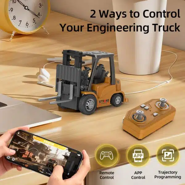 2 in 1 Transformable Lift Fork & Hook Mini RC Construction Vehicles Rechargeable 1/64 Mini Rc Forklift Truck - Image 9