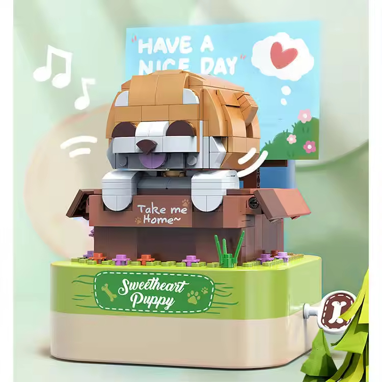 Wholesale DIY Construction Electronic Toy Rotating Mini Bricks Building Blocks Toy Pet Dog Music Box - Image 7