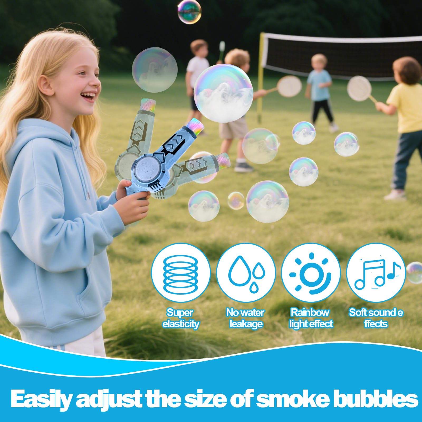 Spray Bubble Machine Kids Outdoor Bubble Toys Magic Bubble Gun with Smoke Inside Summer Toys - Image 5