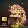New Arrival Beautiful Building Block Set Cherry Bloom Tree House with Cute Panda Romantic Cherry Tree House Block Set - Image 16