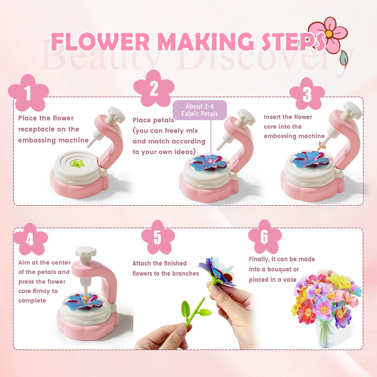 Handmade Fabric Flower Bouquets Toy DIY Flower Craft Kits Build Your Own Bouquet Arts Crafts Toy - Image 9