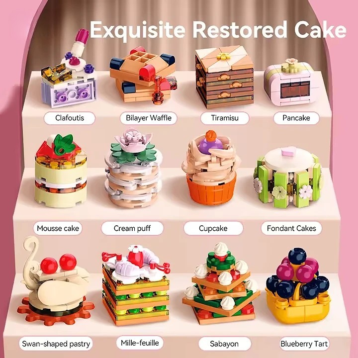 Food Series Afternoon Tea Cake Sweet Dessert Decorative Small Particle Building Block Brick Toy Sets for Children - Image 11