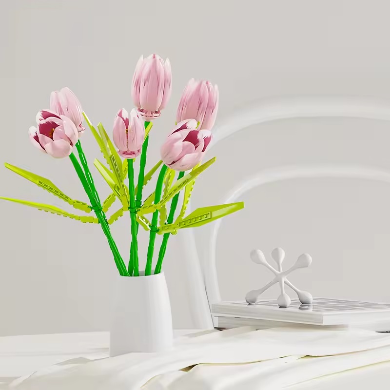 Romantic Home Decoration DIY Flower Bricks Building Blocks Construction Toy Vase Set - Image 5